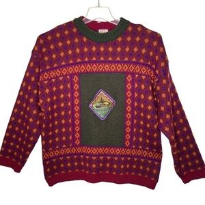 VTG Stefanel Camping Crew Neck Sweater Wool Size XL Outdoors Gopcore Fishing
